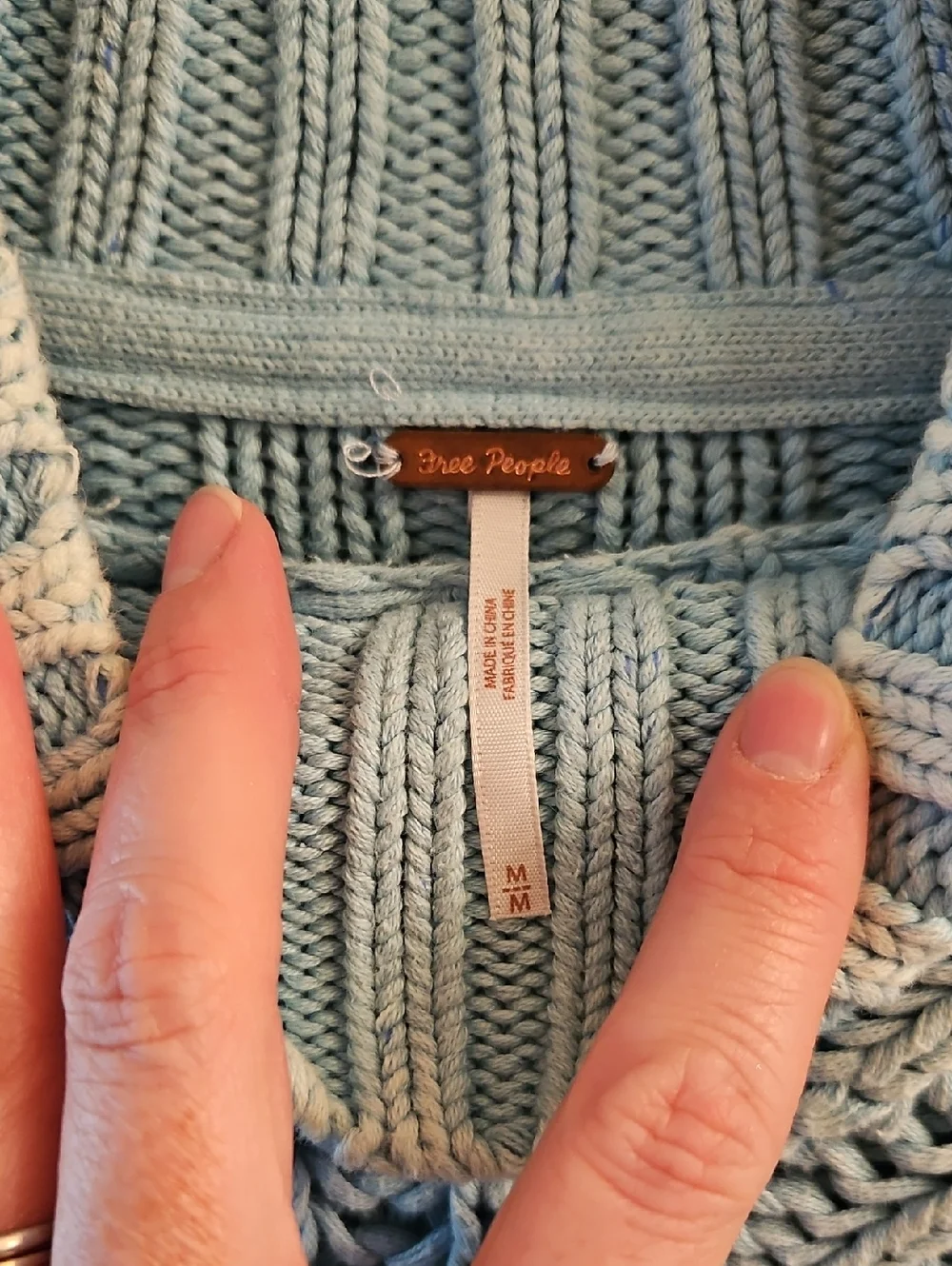 Free People Light Blue “Sweetheart” Cropped Sweater, M, Coastal, Balloon Sleeve - Picture 4 of 11